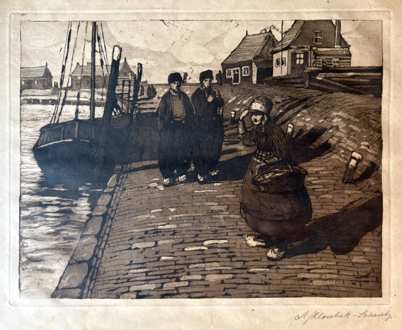 Aquatint etching by Anna Kloubek-Schrutz (1878–?)
