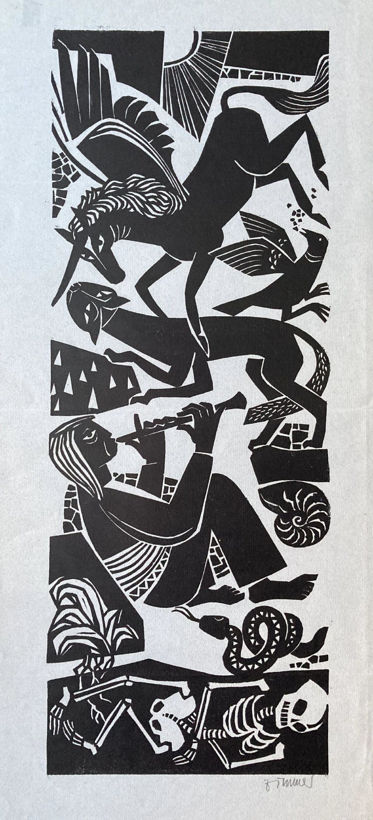 Woodcut by Erich Zimmer (1908-2001)