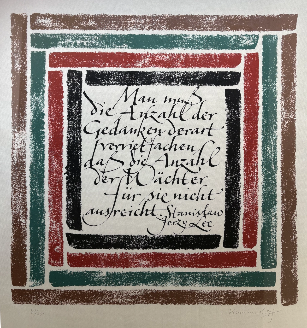 Lithograph by Hermann Zapf (1918 - 2015)