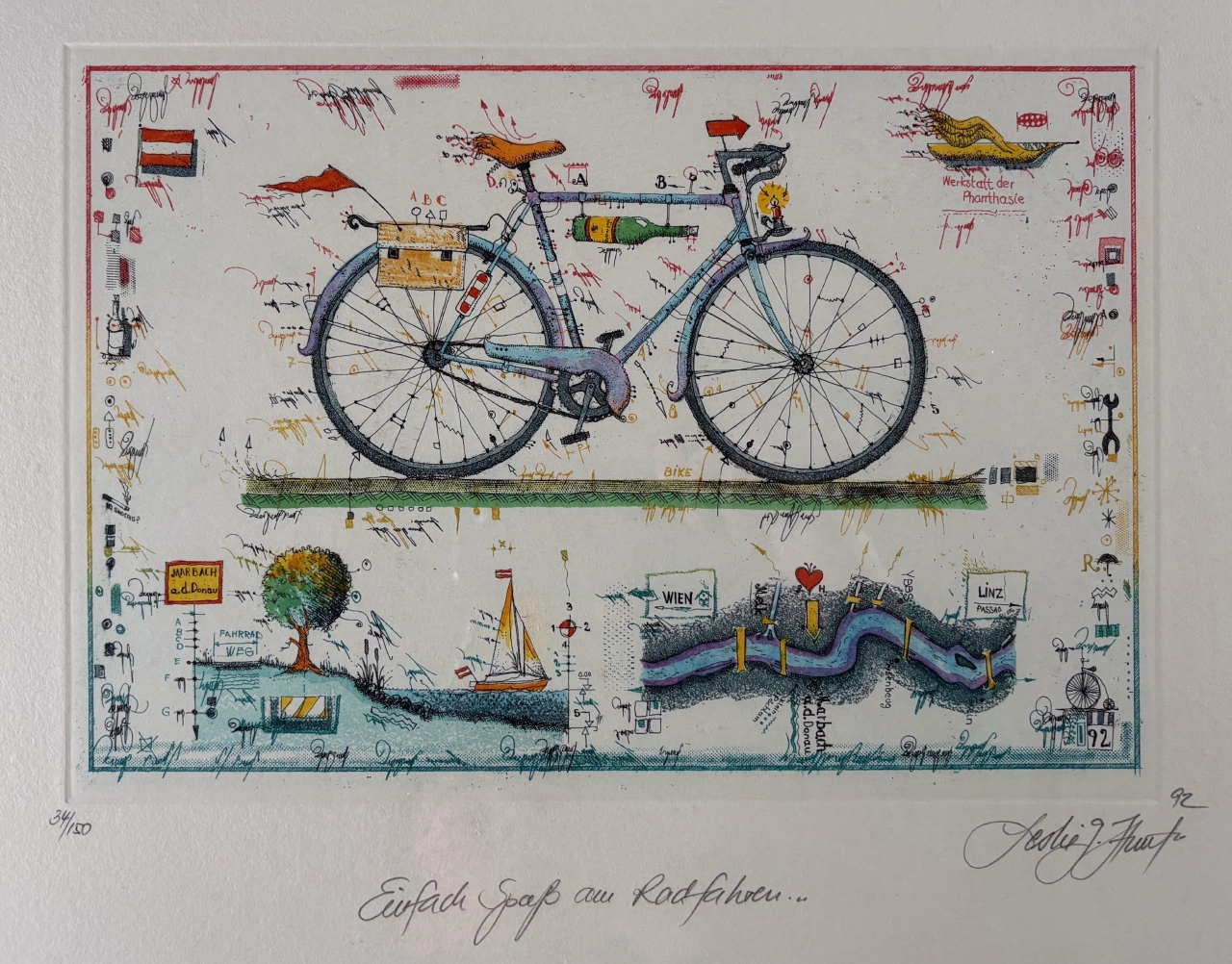 Colour etching by Leslie G. Hunt (*1954)