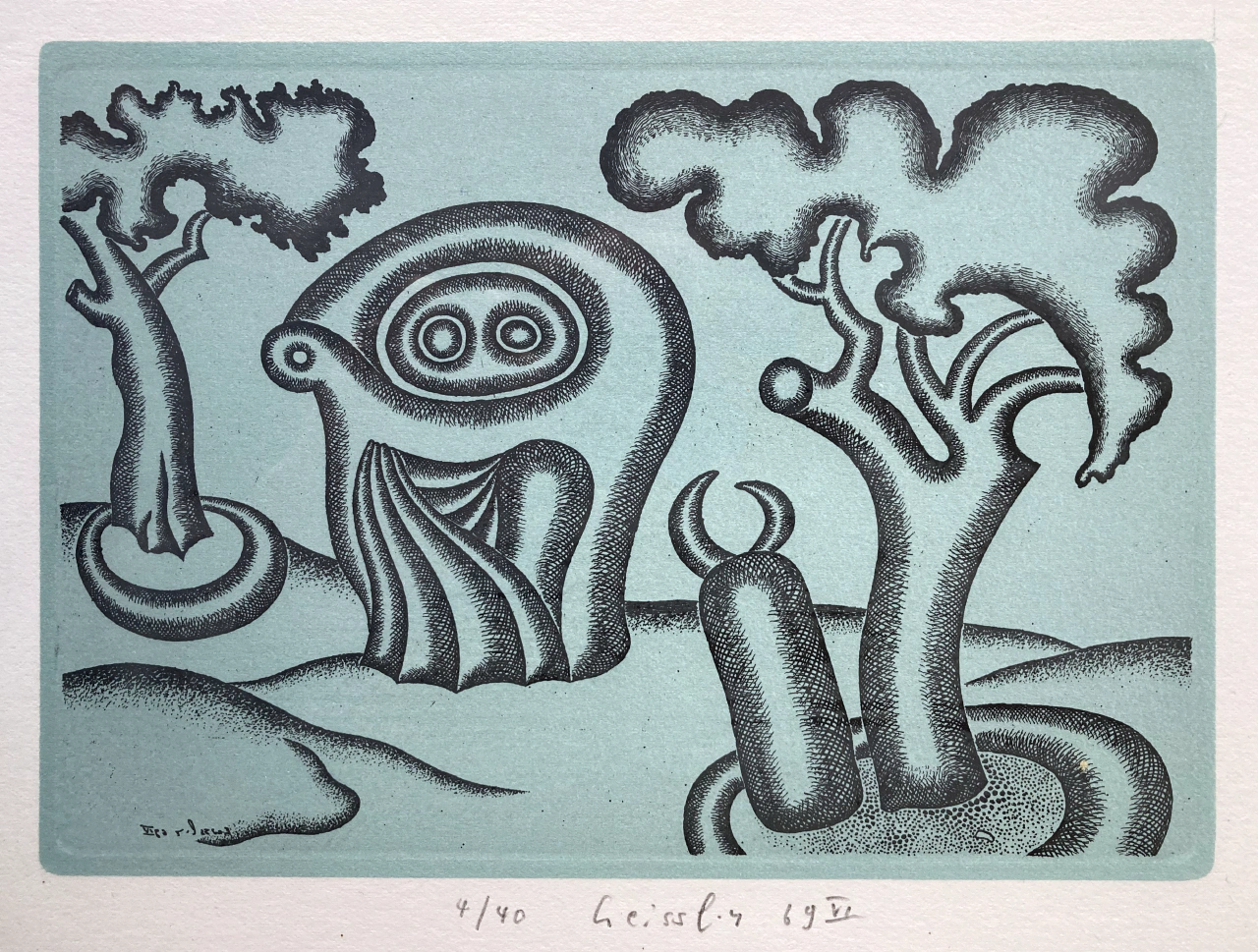 "Landschaft mit Pilaster und Skulptur" von Arnold Leissler dem Jüngeren (1939-2014)