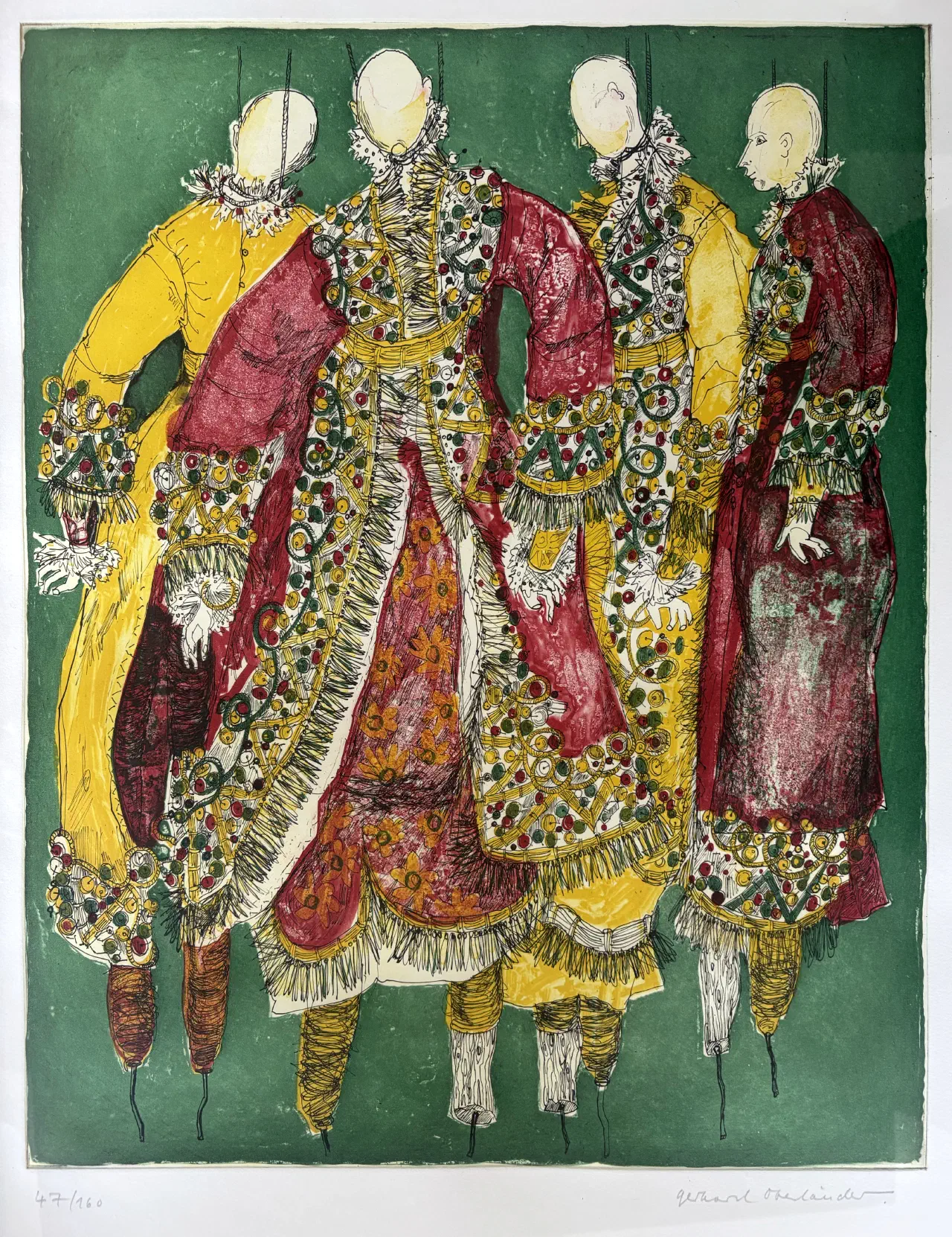 Colour etching by Gerhard Oberländer (1907 - 1995)