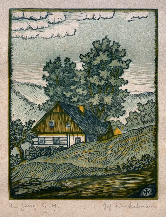 Woodcut "Am Hang" ("On the Slope") by an unknown artist