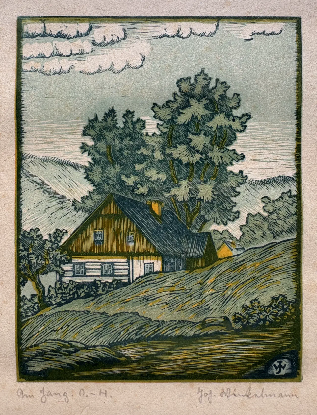 Woodcut "Am Hang" ("On the Slope") by an unknown artist